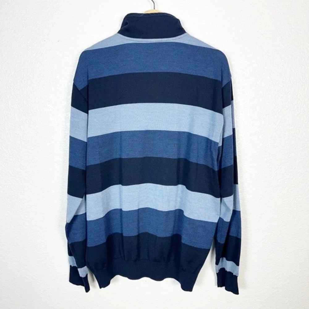 Paul & Shark Yachting Mens Merino‎ Wool Quarter Zip Pullover Sweater Blue XXL